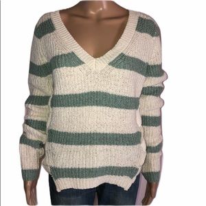 Fate stripped v neck sweater